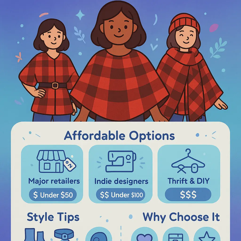 red and black poncho - Buffalo