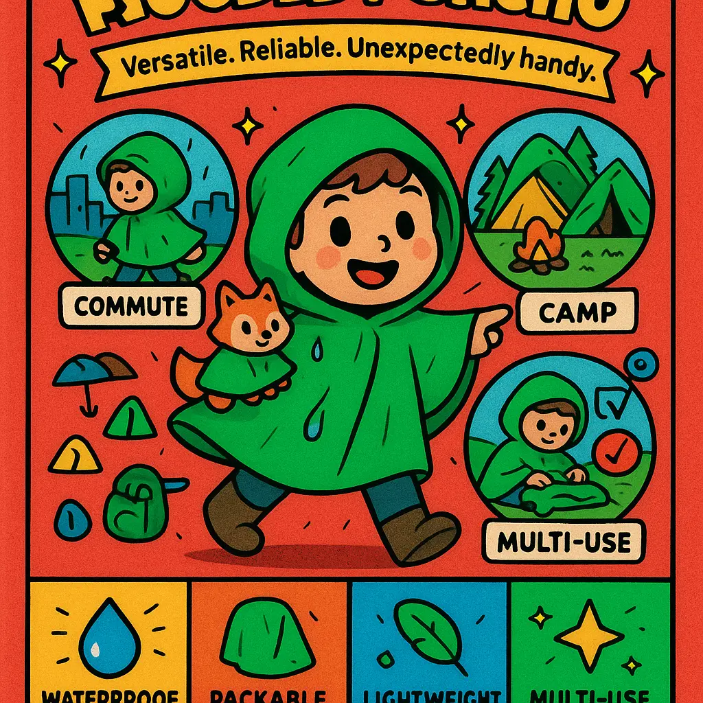 green poncho with hood - Outdoor