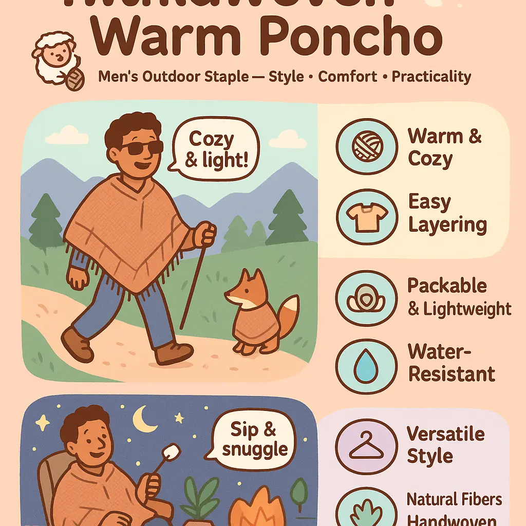 warm poncho mens - Handwoven