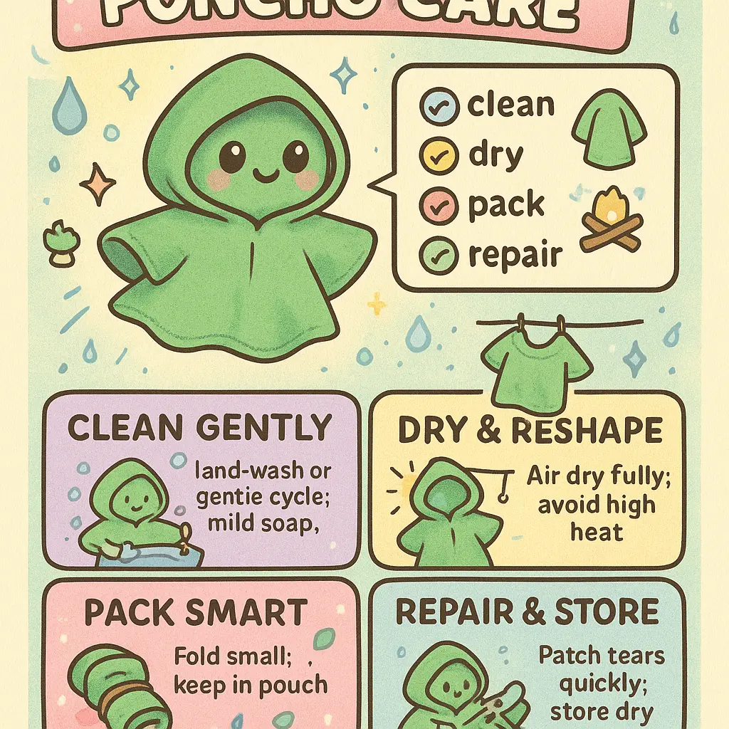 green poncho with hood - Emergency