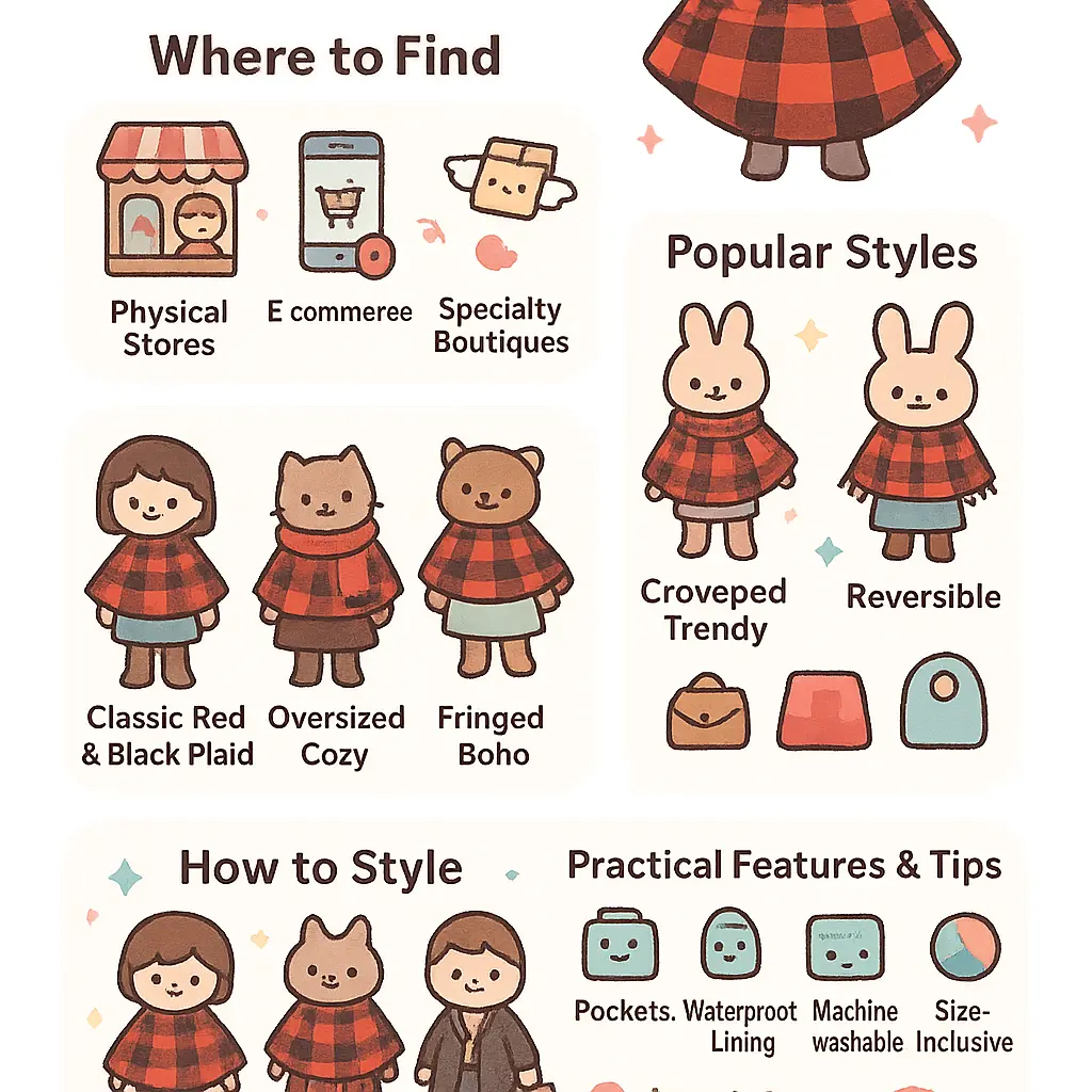 red and black poncho - Poncho