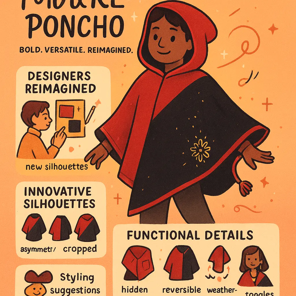 red and black poncho - Cape