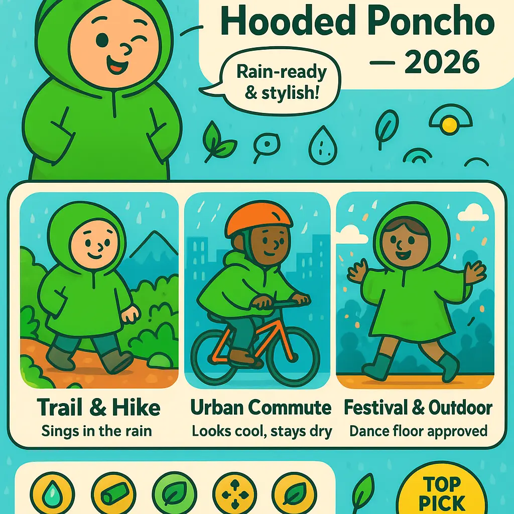 green poncho with hood - Hooded