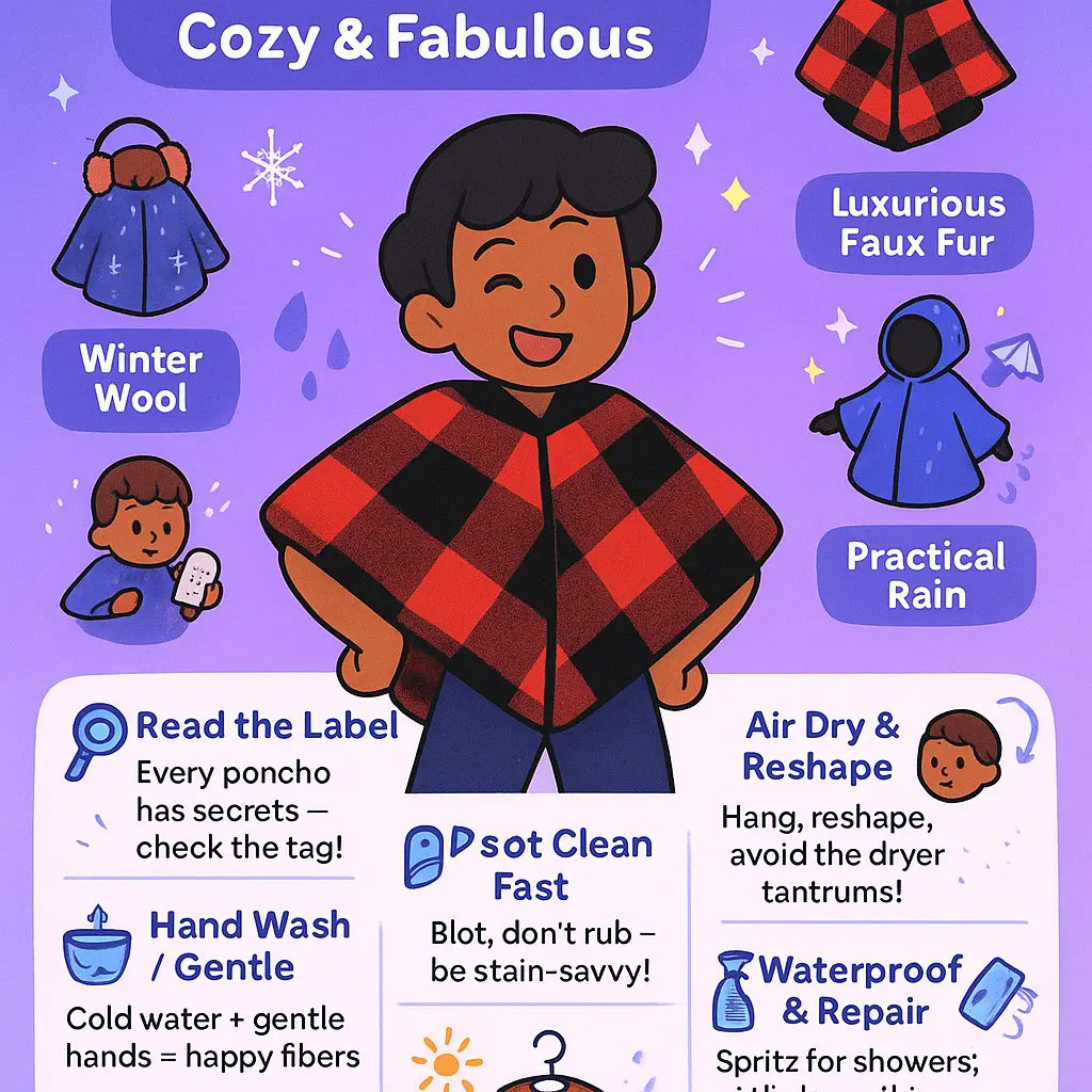 red and black poncho - Shawl