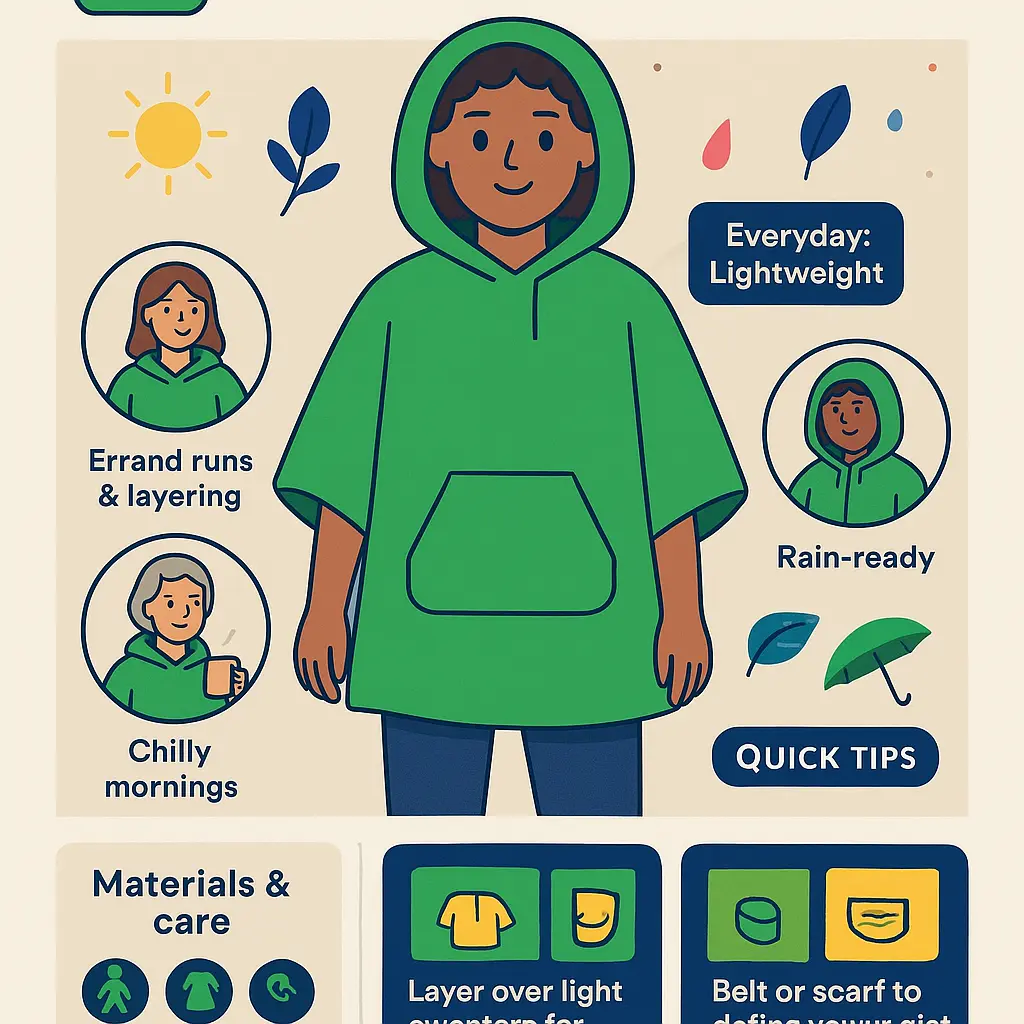 green poncho with hood - Ponchos