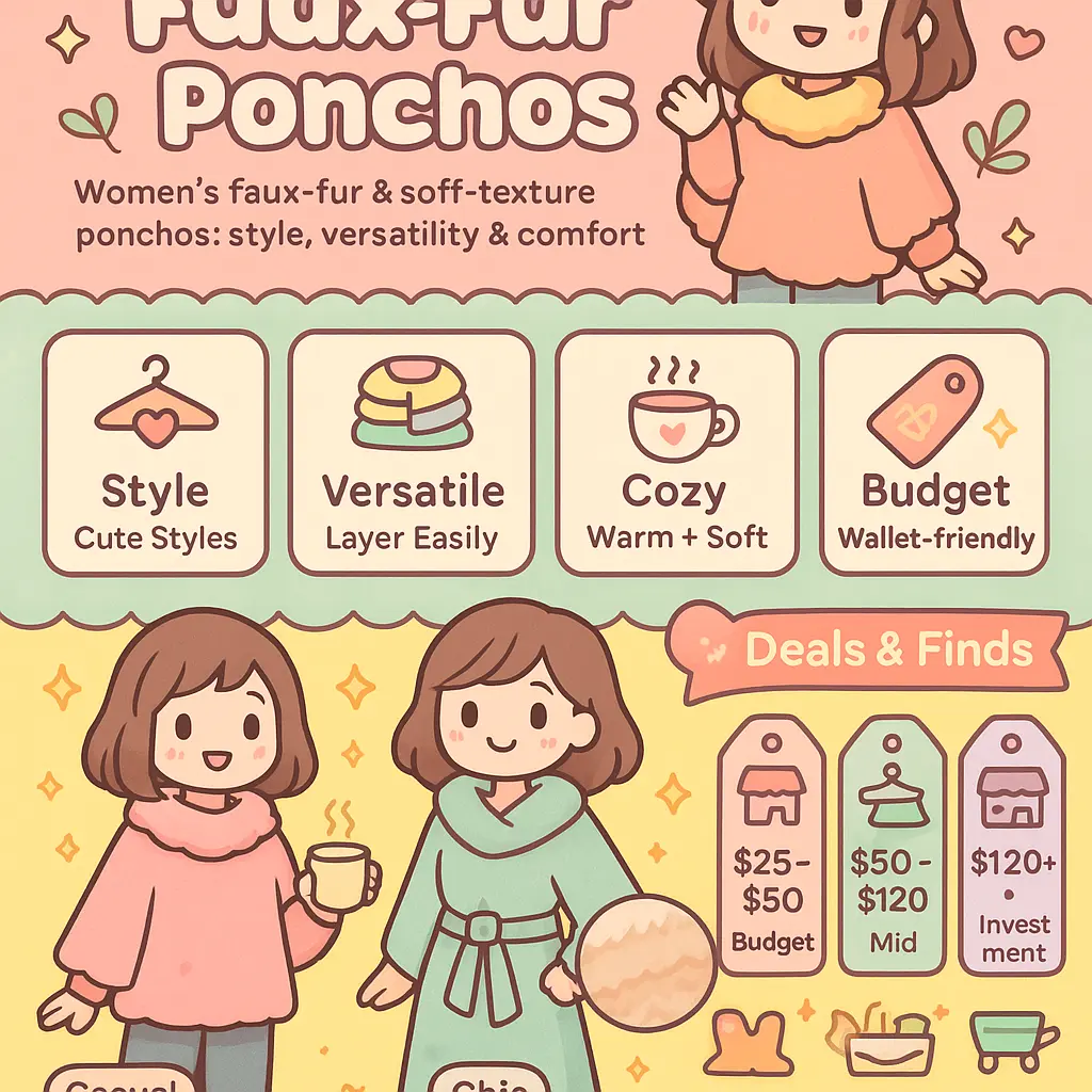 faux fur poncho womens - Outerwear